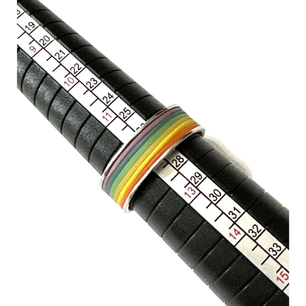 SPIKES Brand Rainbow Ring Stainless Steel Multicolor Band Pride SZ 12 Band